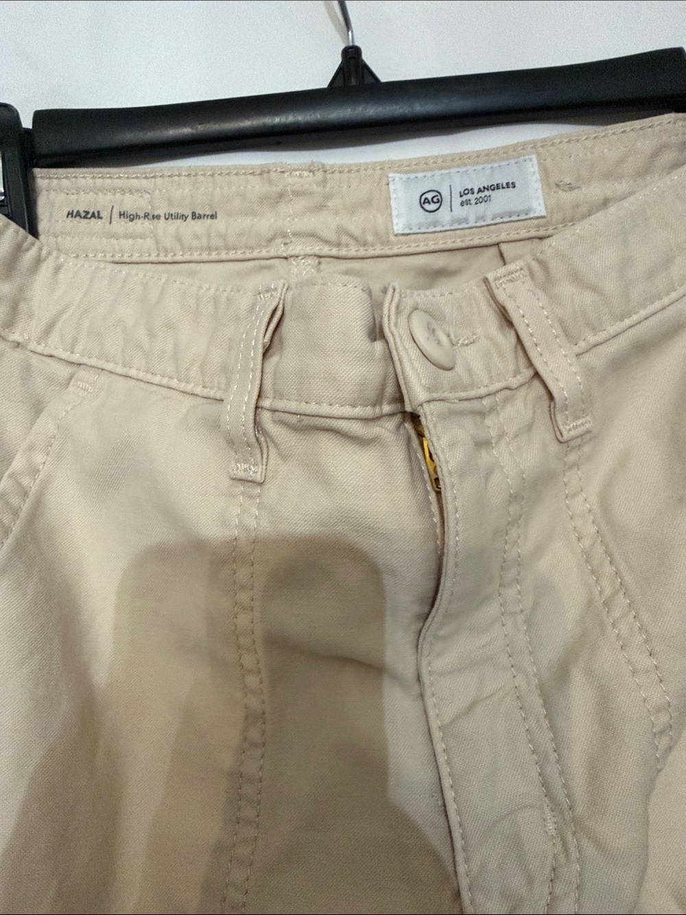 Ag Adriano Goldschmied Hazal High-Rise Utility Barrel Pants in Beige